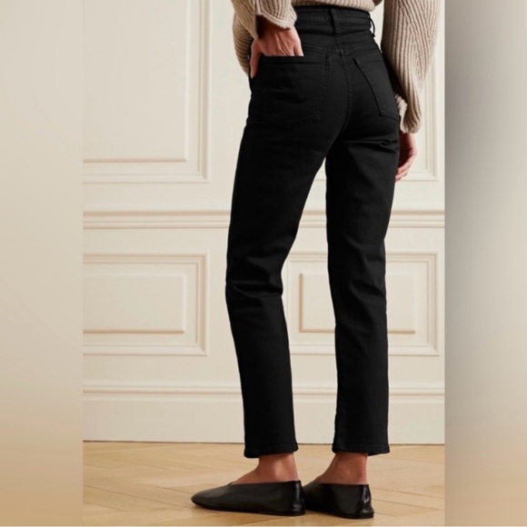 Khaite Abigail High-Rise Straight-Leg Jean in Prescott Black Womwn’s Size 26 - Picture 3 of 10